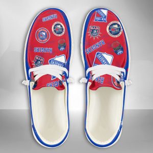 NHL New York Rangers Hey Dude Shoes Wally Lace Up Loafers Moccasin Slippers HDS2638