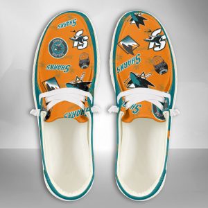 NHL San Jose Sharks Hey Dude Shoes Wally Lace Up Loafers Moccasin Slippers HDS2634