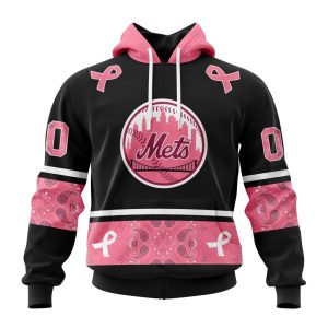 New York Mets Specialized Design In Classic Style With Paisley! In October We Wear Pink Breast Cancer Unisex Pullover Hoodie