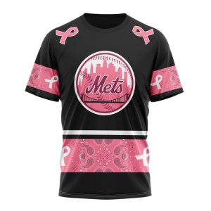 New York Mets Specialized Design In Classic Style With Paisley! In October We Wear Pink Breast Cancer Unisex T-Shirt