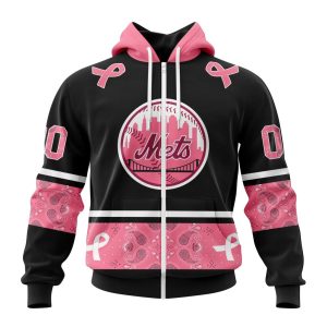 New York Mets Specialized Design In Classic Style With Paisley! In October We Wear Pink Breast Cancer Unisex Zip Hoodie