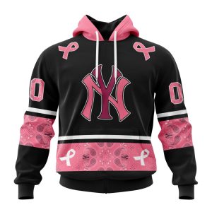 New York Yankees Specialized Design In Classic Style With Paisley! In October We Wear Pink Breast Cancer Unisex Pullover Hoodie