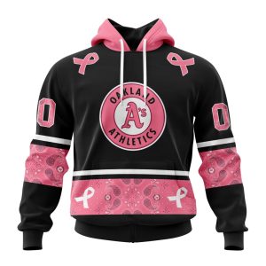 Oakland Athletics Specialized Design In Classic Style With Paisley! In October We Wear Pink Breast Cancer Unisex Pullover Hoodie
