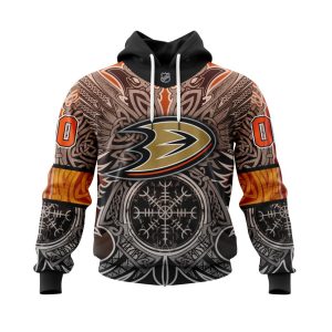 Personalized Anaheim Ducks Dark Norse Viking Symbols Unisex Pullover Hoodie