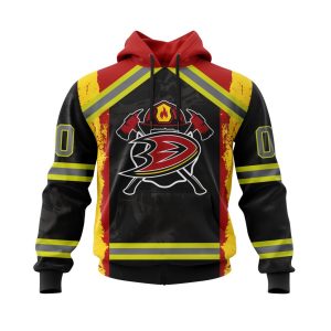 Personalized Anaheim Ducks Honor Firefighter Unisex Pullover Hoodie