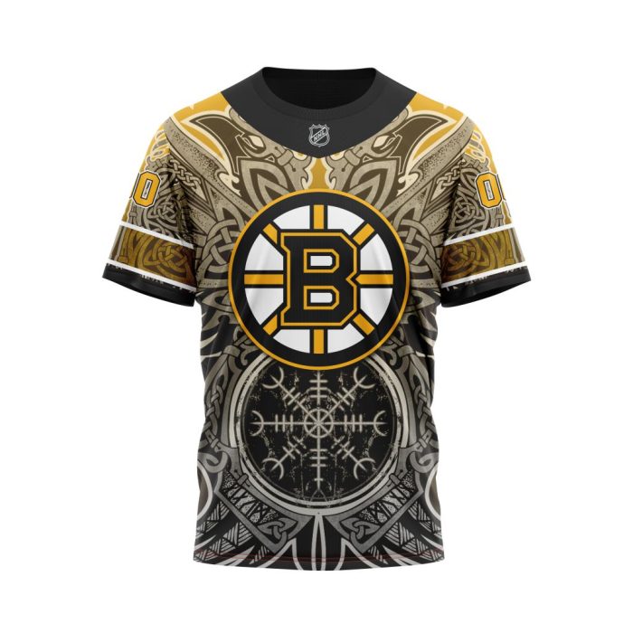 Personalized Boston Bruins Dark Norse Viking Symbols Unisex Tshirt TS4412