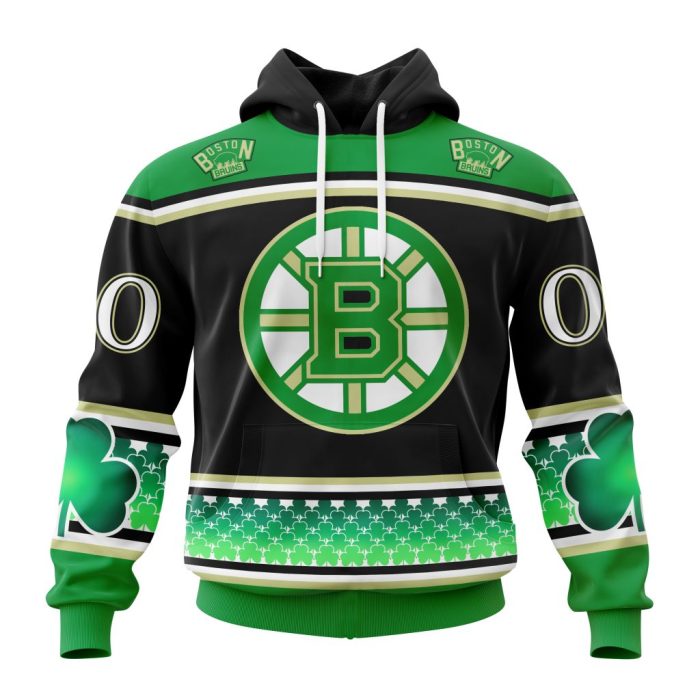 Personalized Boston Bruins Lucky Shamrock Hockey Celebrate St Patrick's Day Unisex Pullover Hoodie
