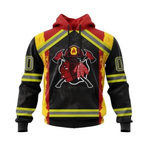 Personalized Chicago BlackHawks Honor Firefighter Unisex Pullover Hoodie
