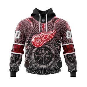 Personalized Detroit Red Wings Dark Norse Viking Symbols Unisex Pullover Hoodie