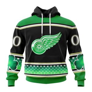 Personalized Detroit Red Wings Lucky Shamrock Hockey Celebrate St Patrick's Day Unisex Pullover Hoodie