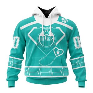 Personalized Edmonton Oilers Special Design Honoring Healthcare Heroes Unisex Pullover Hoodie