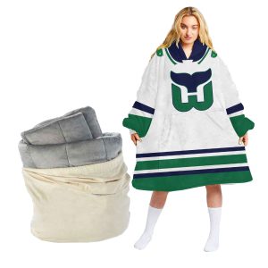Personalized Hartford Whalers Retro Gradient Oodie Blanket Hoodie Wearable Blanket
