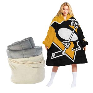 Personalized Minimalist Pittsburgh Penguins Oodie Blanket Hoodie Wearable Blanket