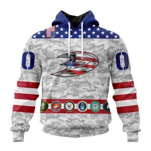 Personalized NHL Anaheim Ducks Armed Forces Appreciation Unisex Pullover Hoodie