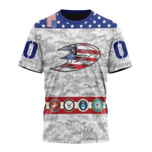 Personalized NHL Anaheim Ducks Armed Forces Appreciation Unisex Tshirt TS4576