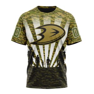 Personalized NHL Anaheim Ducks Military Camo Kits For Veterans Day And Rememberance Day Unisex Tshirt TS4584