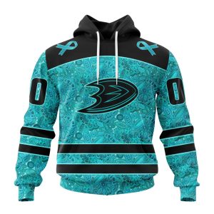 Personalized NHL Anaheim Ducks Special Design Fight Ovarian Cancer Unisex Pullover Hoodie