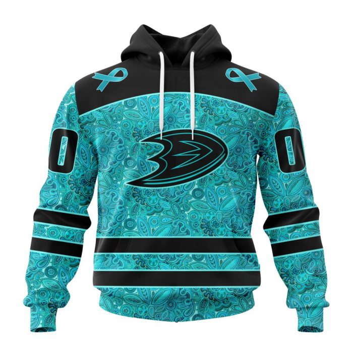 Personalized NHL Anaheim Ducks Special Design Fight Ovarian Cancer Unisex Pullover Hoodie