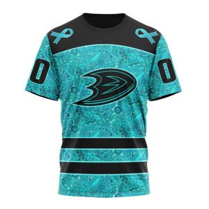 Personalized NHL Anaheim Ducks Special Design Fight Ovarian Cancer Unisex Tshirt TS4593