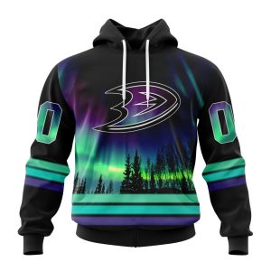 Personalized NHL Anaheim Ducks Special Design With Northern Lights Unisex Pullover Hoodie