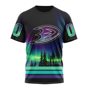 Personalized NHL Anaheim Ducks Special Design With Northern Lights Unisex Tshirt TS4596