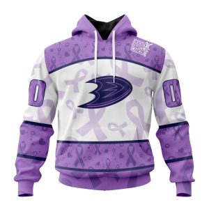 Personalized NHL Anaheim Ducks Special Lavender Hockey Fights Cancer Unisex Pullover Hoodie