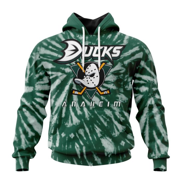 Personalized NHL Anaheim Ducks Special Retro Vintage Tie - Dye Unisex Pullover Hoodie