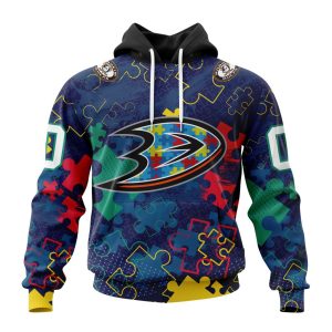 Personalized NHL Anaheim Ducks Specialized Fearless Against Autism Unisex Pullover Hoodie