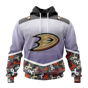 Personalized NHL Anaheim Ducks Specialized Sport Fights Again All Cancer Unisex Pullover Hoodie