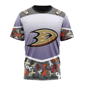 Personalized NHL Anaheim Ducks Specialized Sport Fights Again All Cancer Unisex Tshirt TS4621