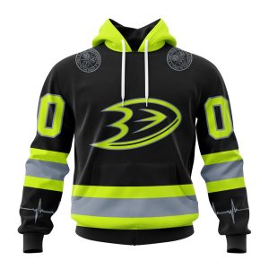 Personalized NHL Anaheim Ducks Specialized Unisex Kits With FireFighter Uniforms Color Unisex Pullover Hoodie