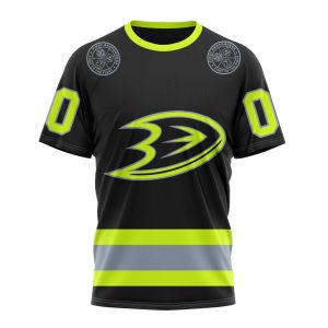Personalized NHL Anaheim Ducks Specialized Unisex Kits With FireFighter Uniforms Color Unisex Tshirt TS4622