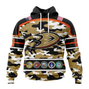 Personalized NHL Anaheim Ducks With Camo Team Color And Military Force Logo Unisex Pullover Hoodie