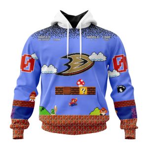 Personalized NHL Anaheim Ducks With Super Mario Game Design Unisex Pullover Hoodie