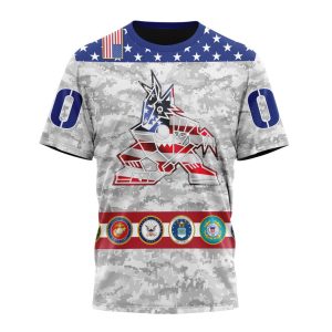 Personalized NHL Arizona Coyotes Armed Forces Appreciation Unisex Tshirt TS4633