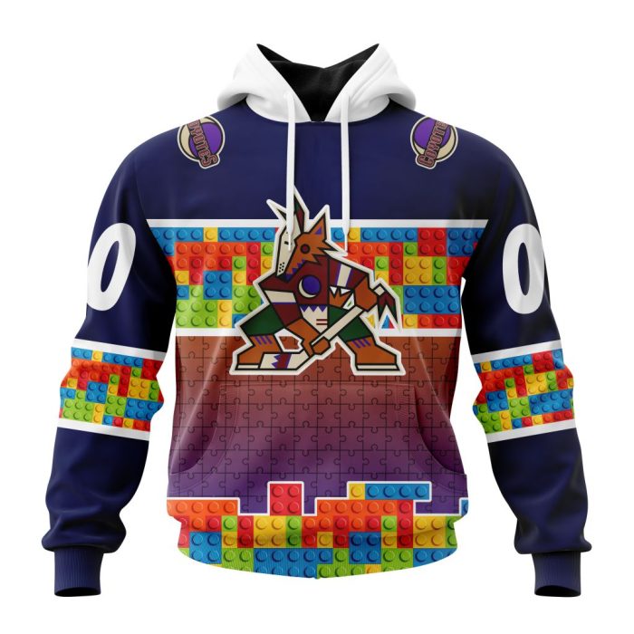 Personalized NHL Arizona Coyotes Autism Awareness Design Unisex Hoodie