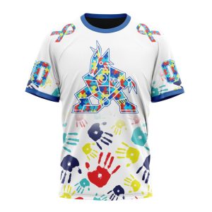 Personalized NHL Arizona Coyotes Autism Awareness Hands Design Unisex Tshirt TS4635