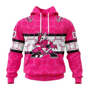 Personalized NHL Arizona Coyotes I Pink I Can! In October We Wear Pink Breast Cancer Unisex Pullover Hoodie