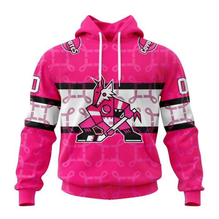 Personalized NHL Arizona Coyotes I Pink I Can! In October We Wear Pink Breast Cancer Unisex Pullover Hoodie