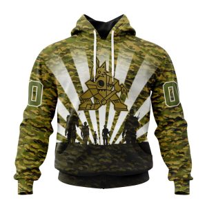Personalized NHL Arizona Coyotes Military Camo Kits For Veterans Day And Rememberance Day Unisex Pullover Hoodie