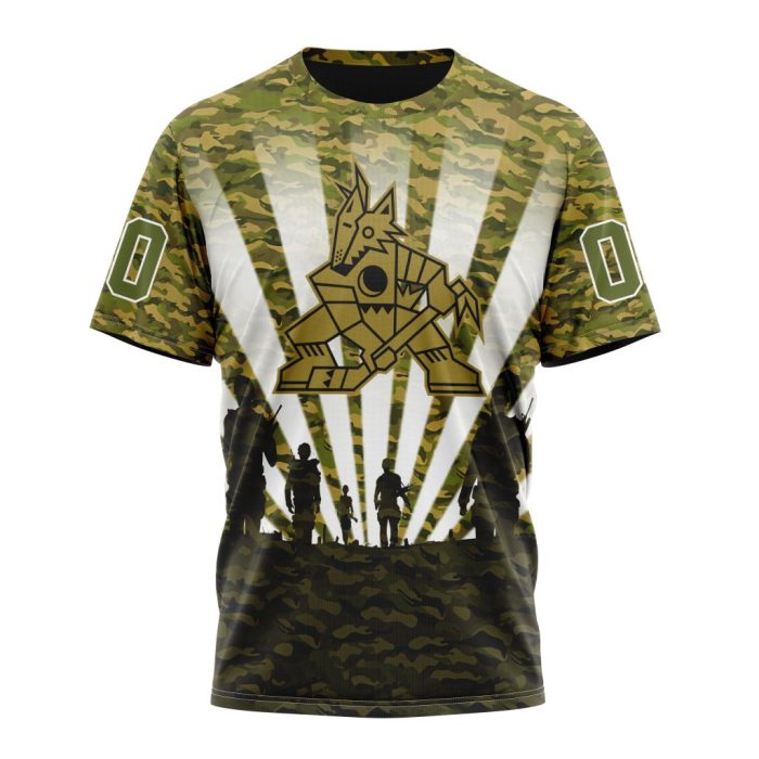 Personalized NHL Arizona Coyotes Military Camo Kits For Veterans Day And Rememberance Day Unisex Tshirt TS4642