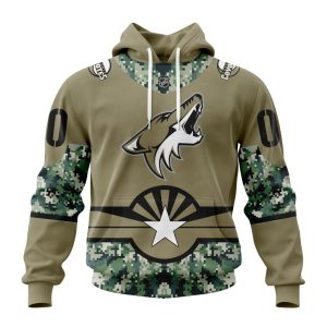 Personalized NHL Arizona Coyotes Military Camo With City Or State Flag Unisex Pullover Hoodie