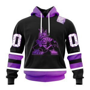 Personalized NHL Arizona Coyotes Special Black Hockey Fights Cancer Unisex Pullover Hoodie