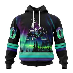 Personalized NHL Arizona Coyotes Special Design With Northern Lights Unisex Pullover Hoodie