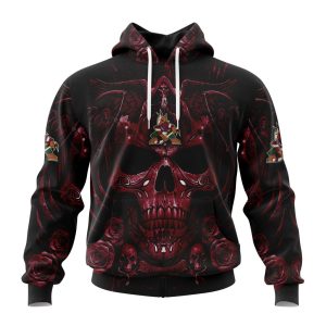 Personalized NHL Arizona Coyotes Special Design With Skull Art Unisex Pullover Hoodie
