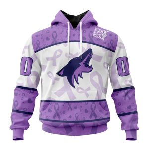 Personalized NHL Arizona Coyotes Special Lavender Hockey Fights Cancer Unisex Pullover Hoodie