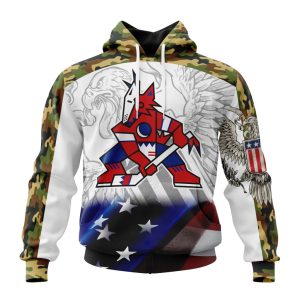 Personalized NHL Arizona Coyotes Specialized Design With Our America Eagle Flag Unisex Pullover Hoodie