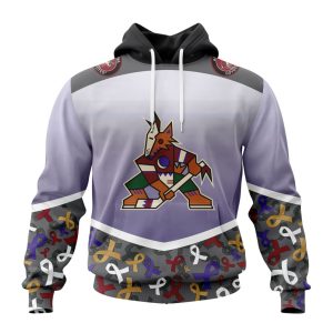 Personalized NHL Arizona Coyotes Specialized Sport Fights Again All Cancer Unisex Pullover Hoodie