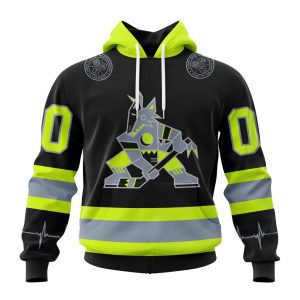Personalized NHL Arizona Coyotes Specialized Unisex Kits With FireFighter Uniforms Color Unisex Pullover Hoodie