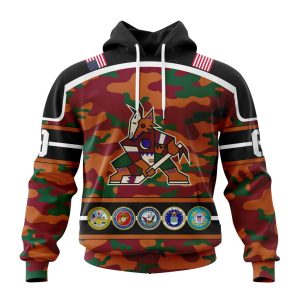 Personalized NHL Arizona Coyotes With Camo Team Color And Military Force Logo Unisex Pullover Hoodie